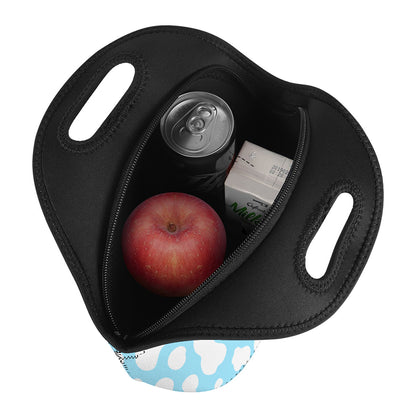 White And Blue Cow Print Neoprene Lunch Bag