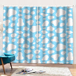 White And Blue Cow Print Pencil Pleat Curtains