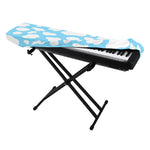 White And Blue Cow Print Piano Keyboard Cover