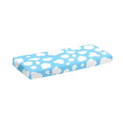 White And Blue Cow Print Piano Keyboard Cover