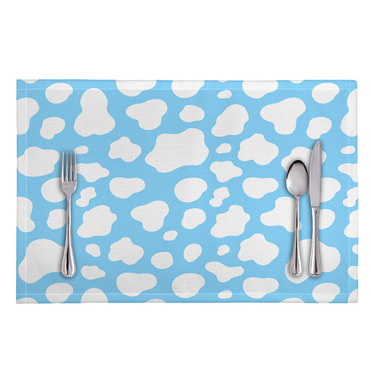 White And Blue Cow Print Placemat