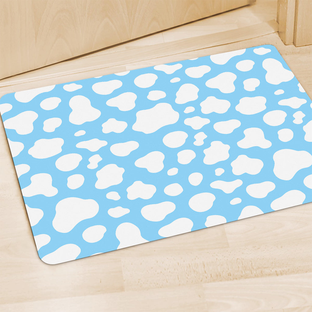 White And Blue Cow Print Polyester Doormat