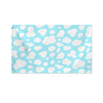 White And Blue Cow Print Polyester Flag
