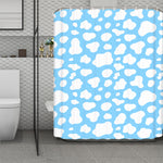 White And Blue Cow Print Polyester Shower Curtain