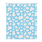 White And Blue Cow Print Polyester Shower Curtain