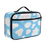White And Blue Cow Print Portable Lunch Bag