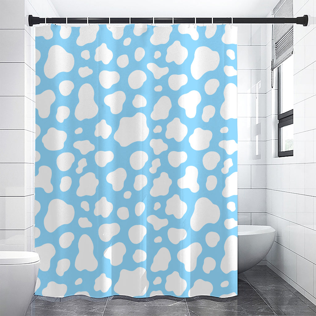 White And Blue Cow Print Premium Shower Curtain