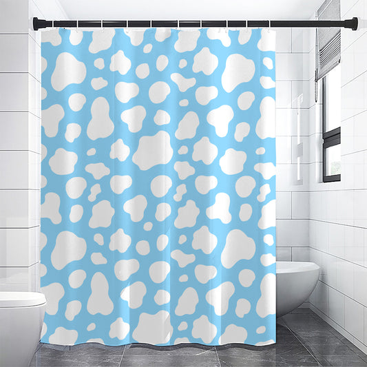 White And Blue Cow Print Premium Shower Curtain