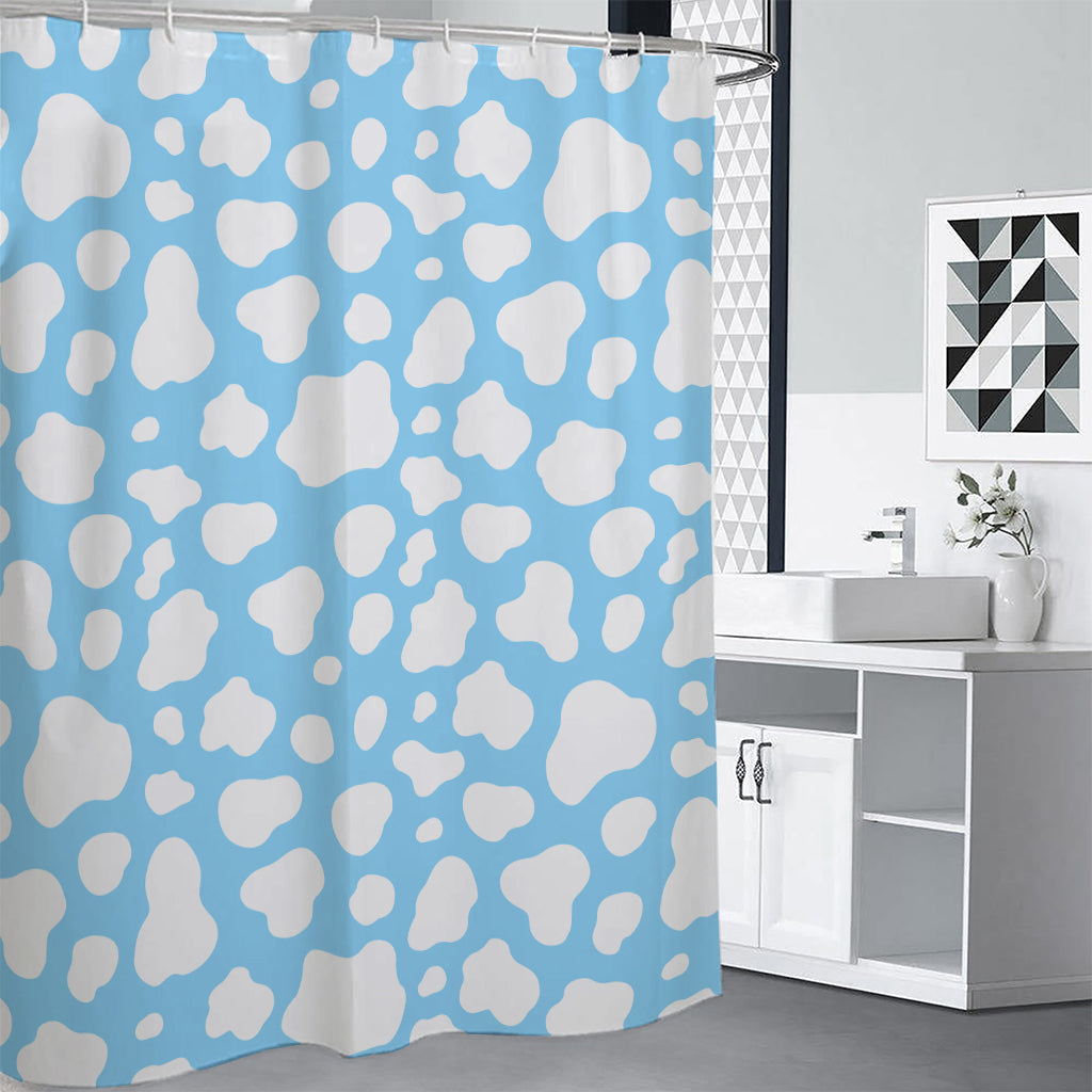 White And Blue Cow Print Premium Shower Curtain