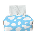 White And Blue Cow Print Rectangle Tissue Box Cover