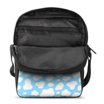 White And Blue Cow Print Rectangular Crossbody Bag