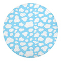 White And Blue Cow Print Round Blanket