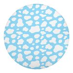 White And Blue Cow Print Round Blanket