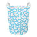 White And Blue Cow Print Round Laundry Basket