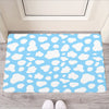 White And Blue Cow Print Rubber Doormat