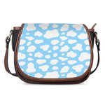 White And Blue Cow Print Saddle Bag