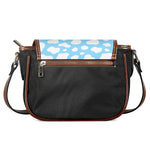 White And Blue Cow Print Saddle Bag