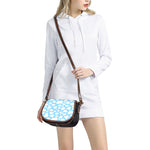 White And Blue Cow Print Saddle Bag