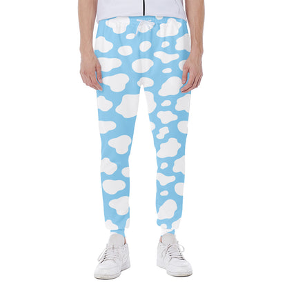 White And Blue Cow Print Scuba Joggers
