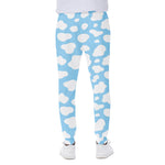 White And Blue Cow Print Scuba Joggers