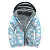 White And Blue Cow Print Sherpa Lined Zip Up Hoodie