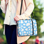 White And Blue Cow Print Shoulder Strap Bible Bag