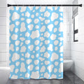 White And Blue Cow Print Shower Curtain