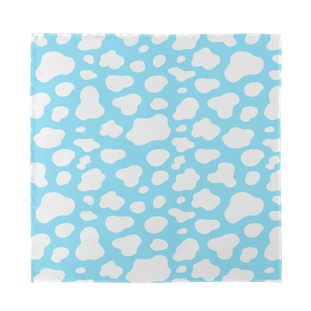 White And Blue Cow Print Silk Bandana