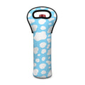 White And Blue Cow Print Single Neoprene Wine Tote