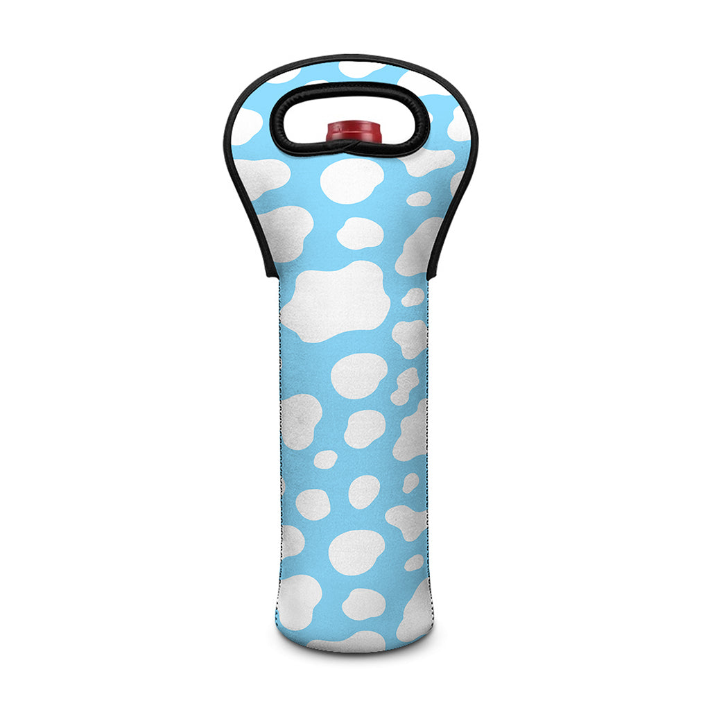White And Blue Cow Print Single Neoprene Wine Tote
