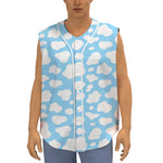 White And Blue Cow Print Sleeveless Baseball Jersey