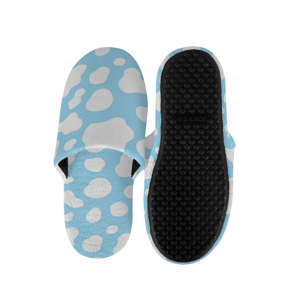 White And Blue Cow Print Slippers