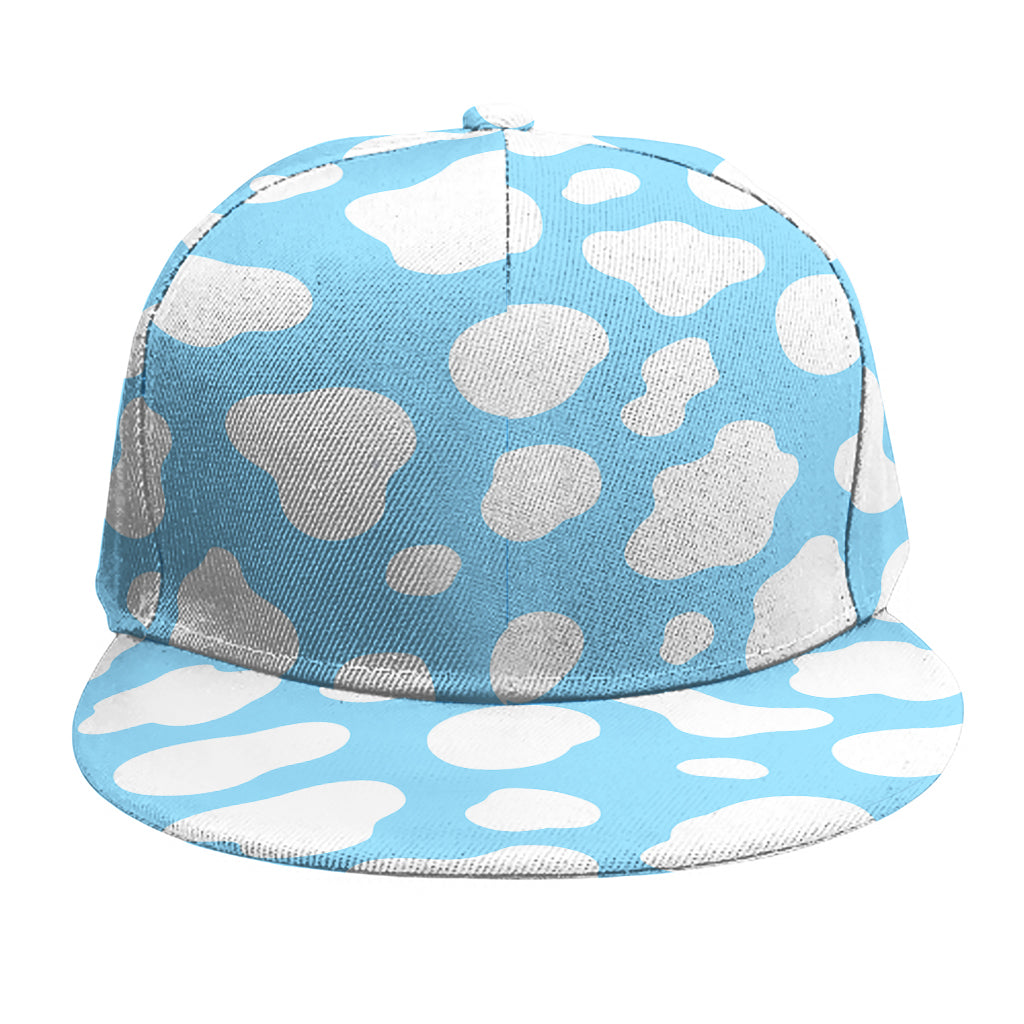 White And Blue Cow Print Snapback Cap