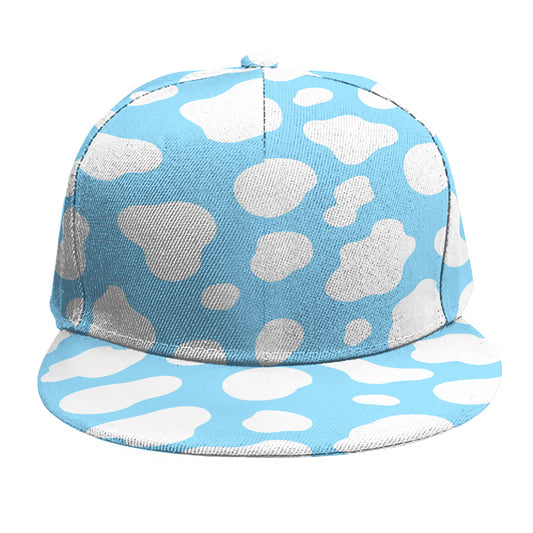 White And Blue Cow Print Snapback Cap