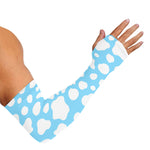White And Blue Cow Print Sun Protection Arm Sleeves