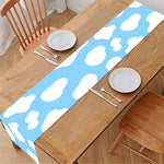 White And Blue Cow Print Table Runner
