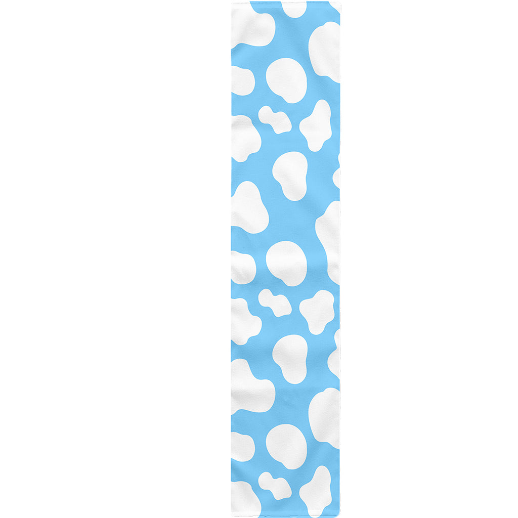 White And Blue Cow Print Table Runner