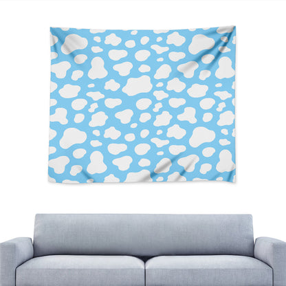White And Blue Cow Print Tapestry