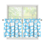 White And Blue Cow Print Tier Curtains