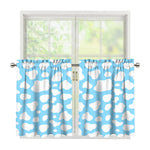 White And Blue Cow Print Tier Curtains