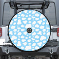 White And Blue Cow Print Tire Cover With Camera Hole