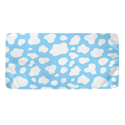 White And Blue Cow Print Towel