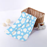 White And Blue Cow Print Towel