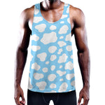 White And Blue Cow Print Training Tank Top