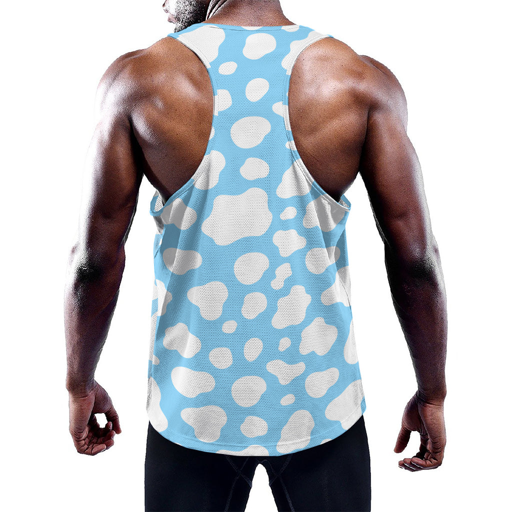 White And Blue Cow Print Training Tank Top