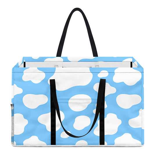 White And Blue Cow Print Utility Tote Bag