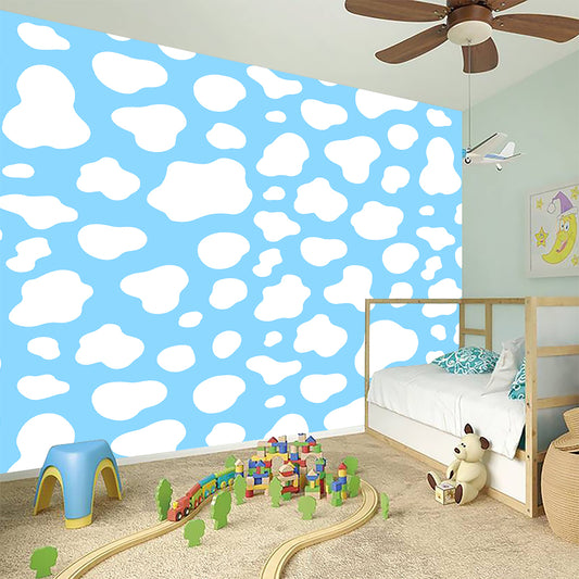 White And Blue Cow Print Wall Sticker