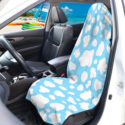 White And Blue Cow Print Waterproof Car Seat Cover