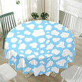 White And Blue Cow Print Waterproof Round Tablecloth