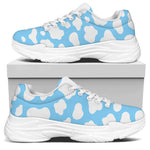 White And Blue Cow Print White Chunky Shoes